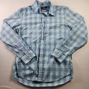 Vineyard Vines Slim Longshore Shirt Mens Small Blue Plaid Button Down